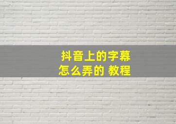 抖音上的字幕怎么弄的 教程